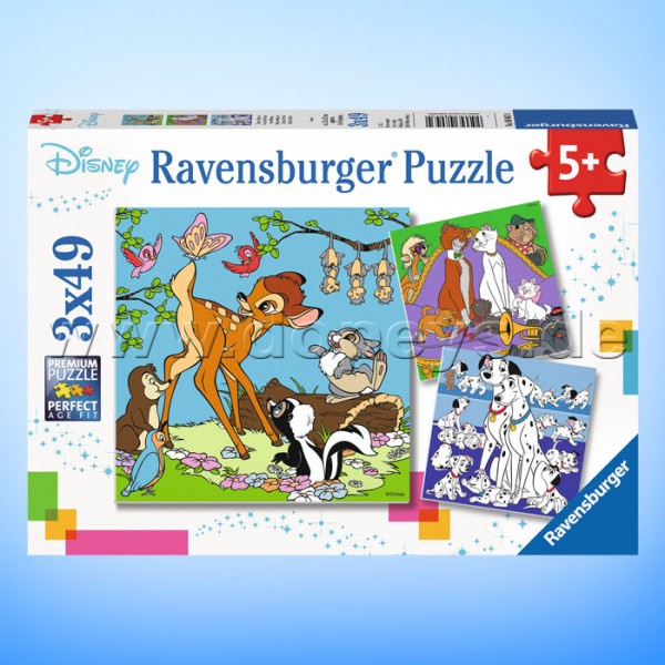 Disney Puzzles Bambi, Aristocats & 101 Dalmatiner "Disney Freunde" von Ravensburger 08043