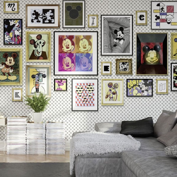 Disney Vlies Fototapete Mickey Maus Kunstgallerie "Mickey Art Collection" 4,00m x 2,50m