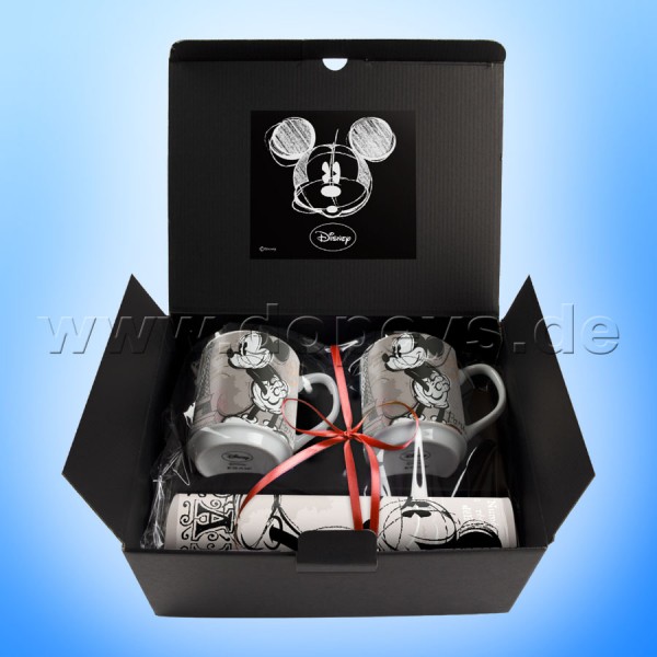Disney Geschenkset 2 Kaffeetassen + 2 Platzdeckchen Mickey Maus "Paris" im italienischen Design