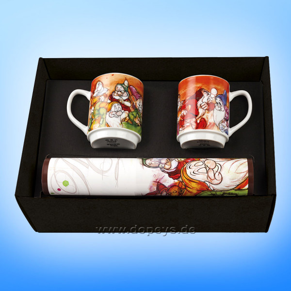 Disney Geschenkset 2 Kaffeetassen + 2 Platzdeckchen "Die sieben Zwerge" im italienischen Design 133011