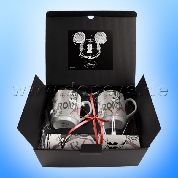 Disney Geschenkset 2 Kaffeetassen + 2 Platzdeckchen Mickey Maus "Rom" im italienischen Design