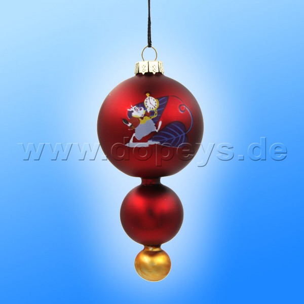 Kurt S. Adler - Disney "Das Weiße Kaninchen" Weihnachtsbaumkugel / Glaskugel Tropfenform bauchig in Rot DN34004