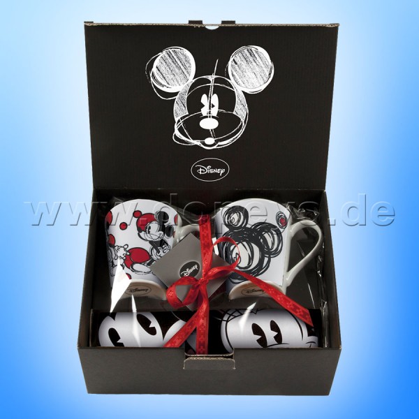 Disney Geschenkset 2 Kaffeetassen + Einkaufstasche Mickey Maus im italienischen Design