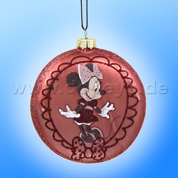 Kurt S. Adler - Disney "Minnie's Tanz" Glas Disk Weihnachtsbaumkugel in Diskusform / Glasornament in Kupferfarben DN32015