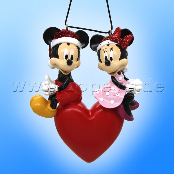 Kurt S. Adler - Disney "Sweethearts In Love" Mickey & Minnie auf einem Herz - Weihnachtsbaumanhänger / Ornament DN37068