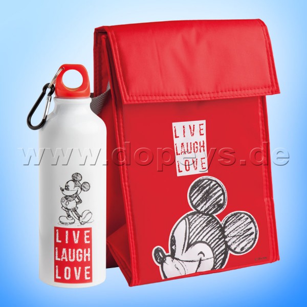 Disney Geschenkset Mickey Trinkflasche + Kühltasche "Rot" Live Laugh Love PWMSETLL/6