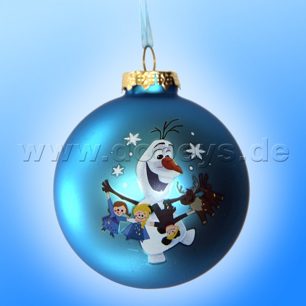 Kurt S. Adler - Disney Die Eiskönigin "Olaf mit Frozen Girlande" Weihnachtsbaumkugel / Glaskugel in Blau DN03005-D