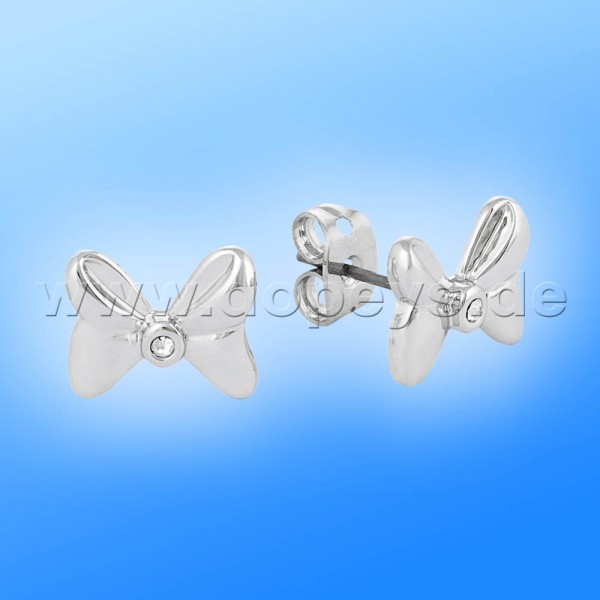 Disney Kristall Ohrstecker - Schleife (Minnie Maus) in Weißgold von Couture Kingdom 12100931