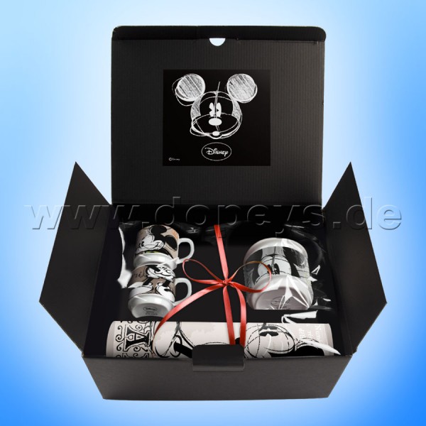 Disney Geschenkset 2 Espressotassen, Zuckerdose & Platzdeckchen Mickey Maus "Paris" im italienischen Design