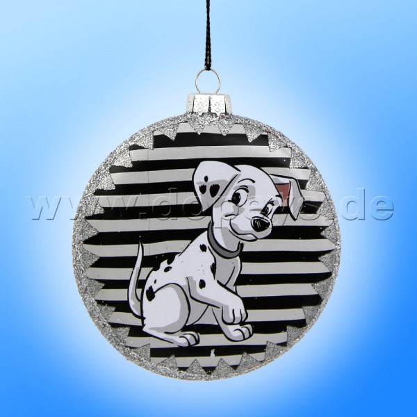 Kurt S. Adler - "Lucky" Disney Glass Disk / Christmas Bauble silver DN33029