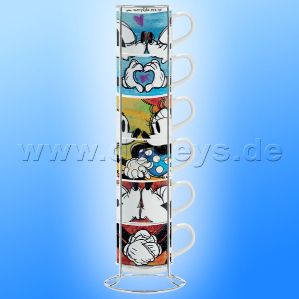 Disney Espresso Tassen 2er Set Mickey & Minnie "Blau" stapelbar, im italienischen Design