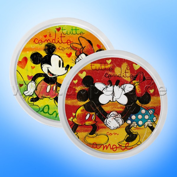 Disney Pizzateller Mickey & Minnie "Rot + Grün" 2 Stück im Set im italienischen Design PWM37T-2XLB