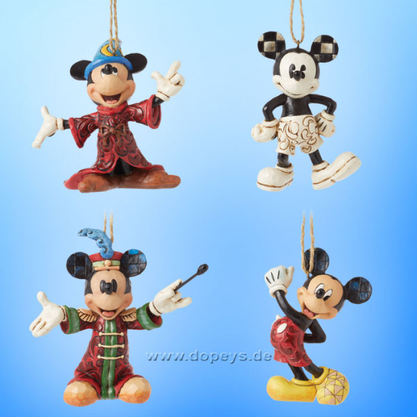 Disney Traditions Figur - Mickey Maus Weihnachtsbaumanhänger / Ornament 4 Stück im Set von Jim Shore 6013565