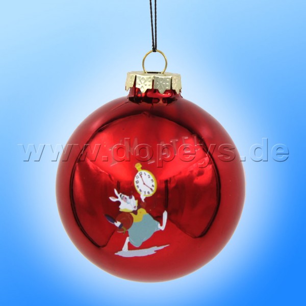 Kurt S. Adler - Disney "Das Weiße Kaninchen" Weihnachtsbaumkugel / Glaskugel in Rot, 80 mm DN34003