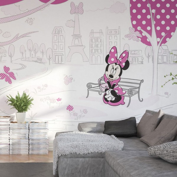 Disney Vlies Fototapete Minnie Maus "Minnie in Paris" 4,00m x 2,50m