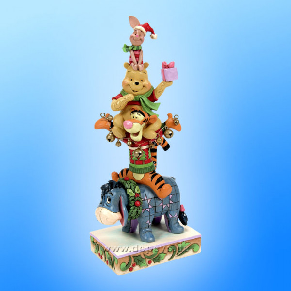 Disney Traditions Figur - Winnie Puuh & Freunde Weihnachts-Stapelturm (Friendship & Festivities) von Jim Shore 6015005