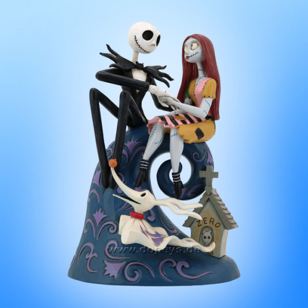 Disney Traditions Figur - Jack Skellington, Sally & Zero auf dem Spiralberg (Spiral Hill's Romance) von Jim Shore 6013054