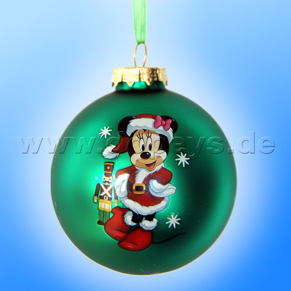 Kurt S. Adler - Disney "Minnie als Weihnachtsfrau" Weihnachtsbaumkugel / Glaskugel in Grün DN02005-D